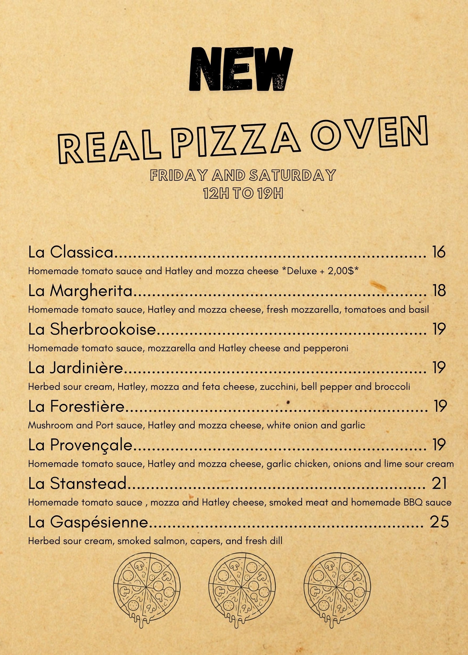 Pizza menu